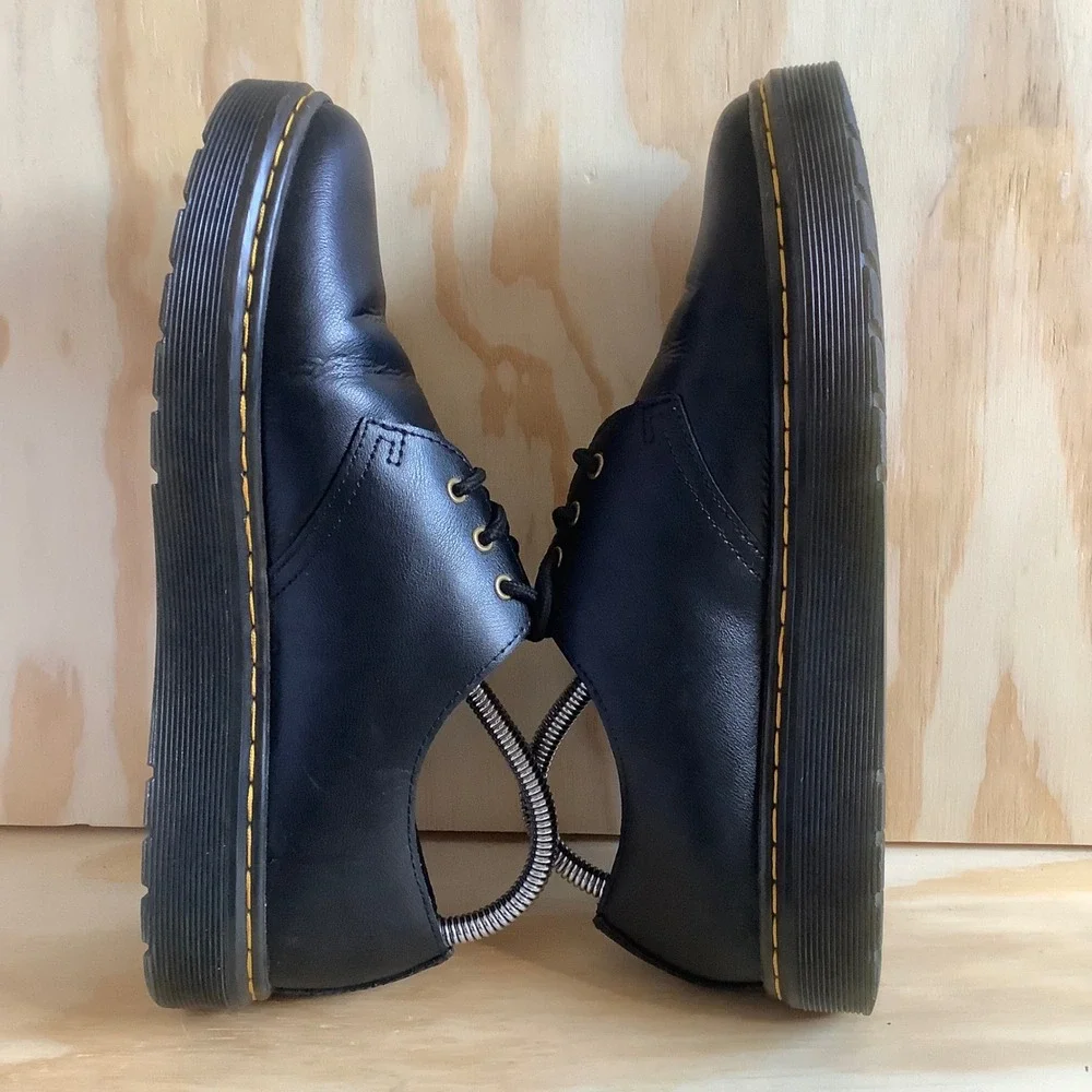 Dr. Martens Zavala Lo Black Leather Platform Oxford Shoes US L 9 M 8 LA004